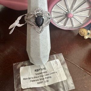 Tangled Webs Black Onyx and Silver Ring size 9